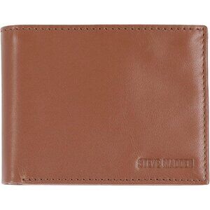 Men's Cognac Attached Flip Pockets Genuine Leather Wallet Card Extra Capacity